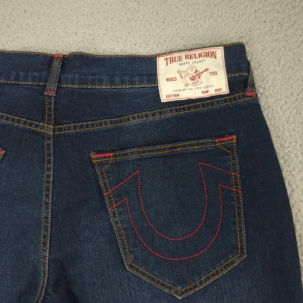 True Religion Geno SN Slim Jeans Mens 36x32 Dark Wash Straight Stretch Denim NWT